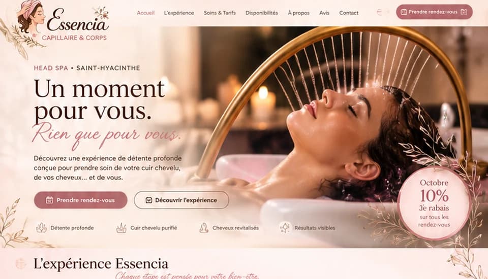 Essencia Head & SPA — Site web · expérience bien-être
