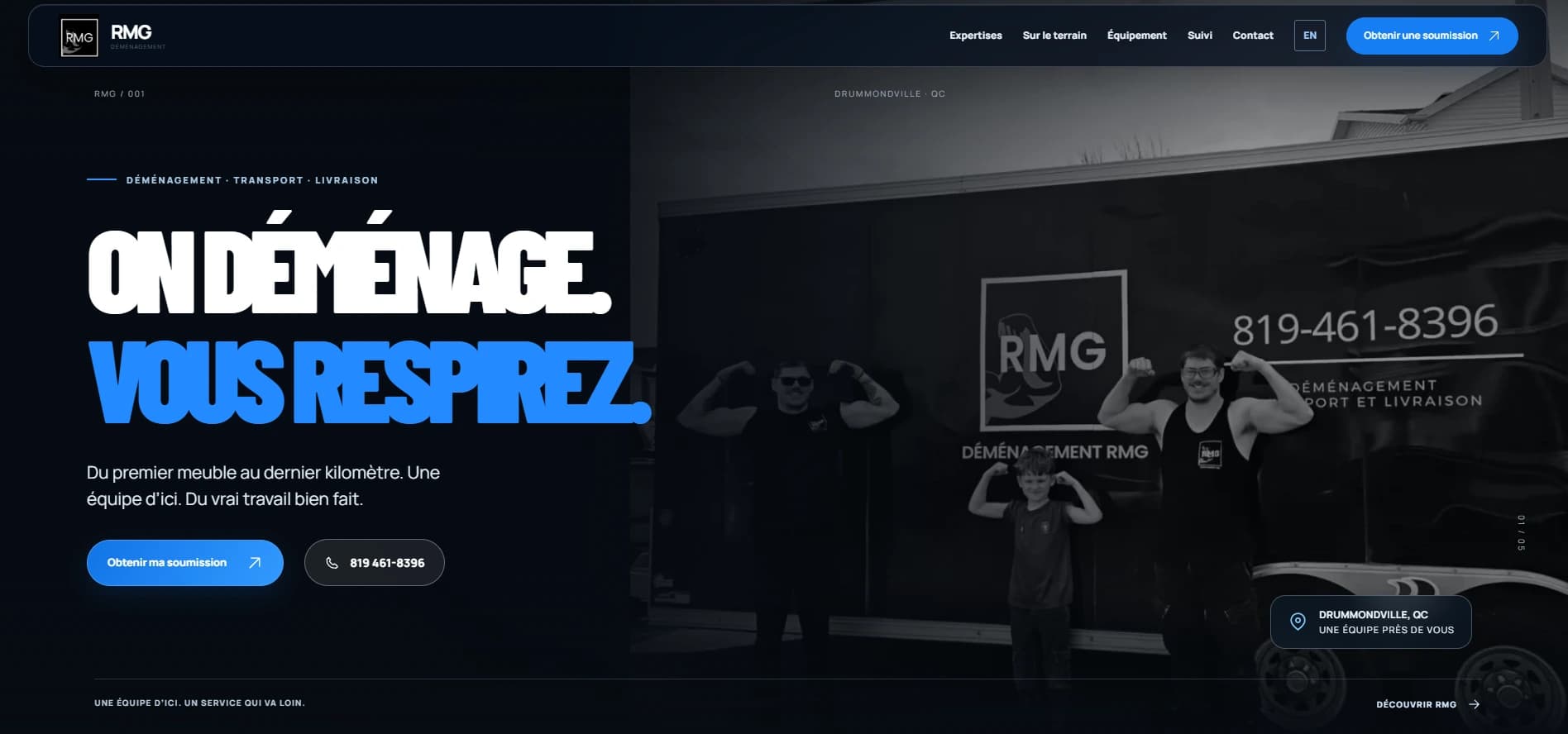 RMG Déménagement — Site web · parcours de devis